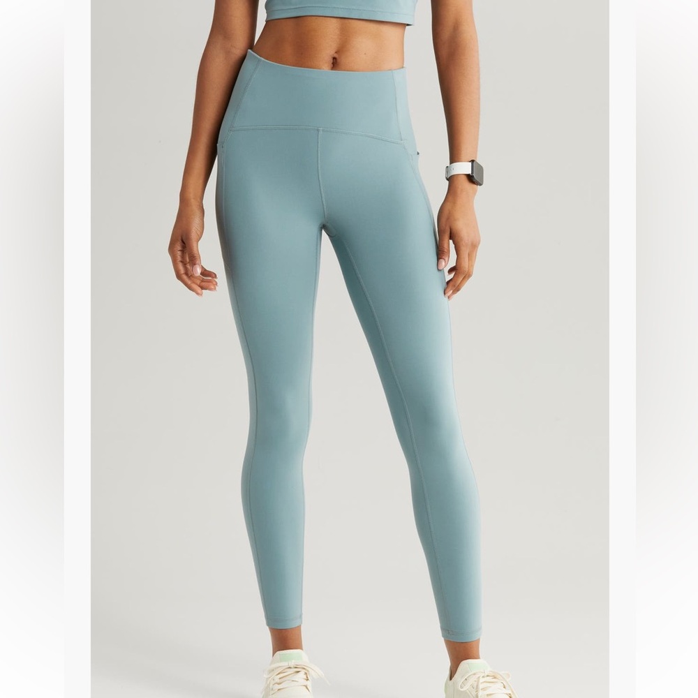 Zella studio luxe high waist pocket 7/8 leggings in gray thunder - small